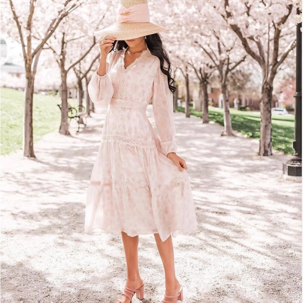 Rachel Parcell Blush Pink Floral Midi Dress - Picture 13 of 13